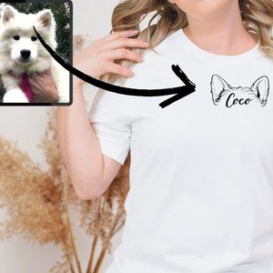 Personalised Dog Ears Outline T Shirt, Custom Pet Ears Outline Shirt, Dog Ears